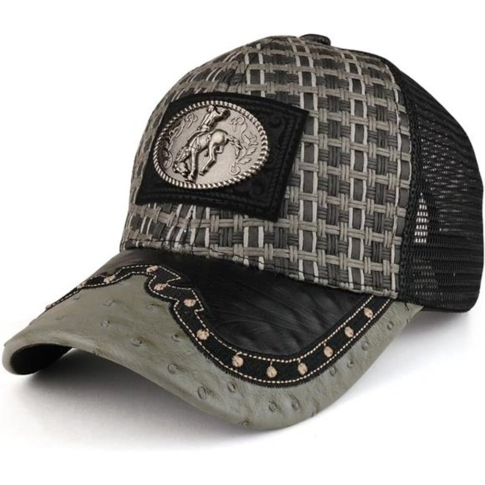 NEW Mens Black Embroidered Trucker Hat